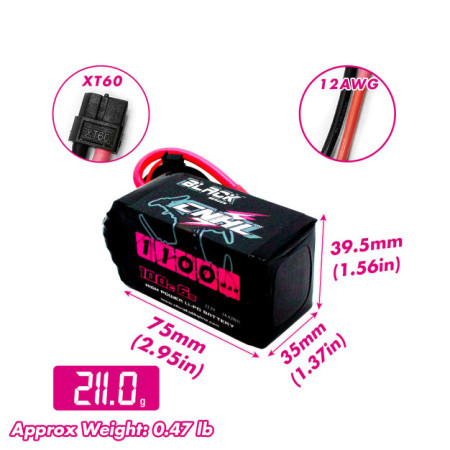 Battery CNHL LiPo 6S  22.2V 1100mAh 100C XT60