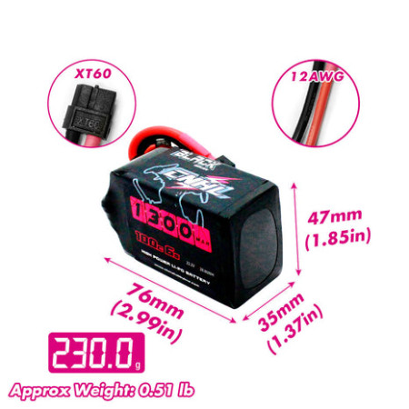Battery CNHL LiPo 6S 22.2V 1300mAh 100C XT60