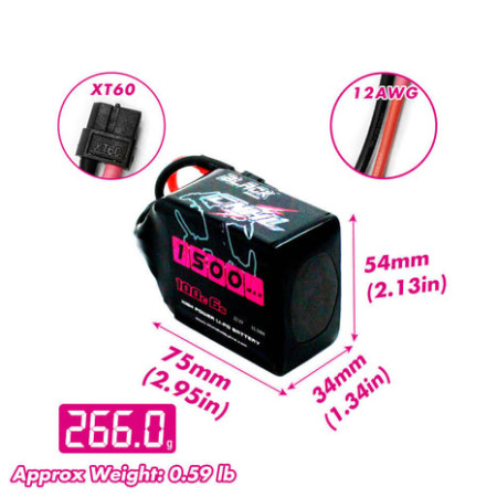 Battery CNHL LiPo 6S 22.2V 1500mAh 100C XT60