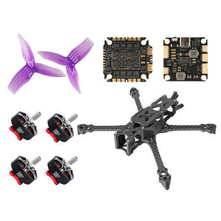 FPV DIY Kit Pilotix Rocky 5 Purple Prop