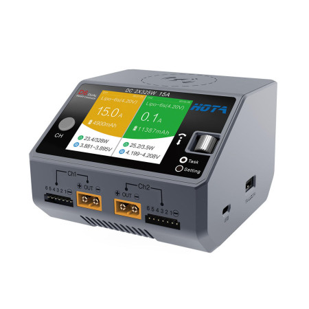 Charger HOTA D6 2x325W 15A 1-6S Dual AC/DC